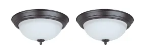 # 63018-22 LED Flush Mount Ceiling Light Fixture, Transitional Design in Bronze Finish, Frosted Glass Diffuser, 13" Diameter, 2 Pack