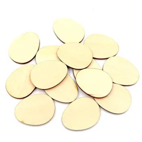 100pcs Unfinished Wood Slices Egg Shape Wood Discs 20mm Wooden Cutouts Ornaments for Craft DIY Easter Decoration