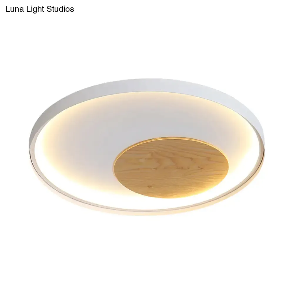 12"/16"/19.5" Simple LED Ceiling Flush Mount Light Fixture - Black/White Circular Design with Metallic Shade