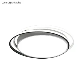15"/19" Extra-Thin Round Flush Mounted LED Ceiling Lamp - Minimalistic Acrylic Design in Black/White/Gold