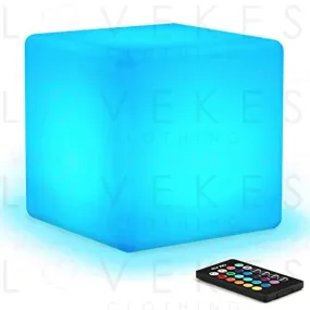 [16 RGB Colors 4 Modes] Mr.Go Waterproof Rechargeable LED Color-Changing Light Cube 8’ | Dimmable Soothing Mood Lamp w/ Remote | Ideal for Home Patio Party Accent Ambient & Decorative Lighting