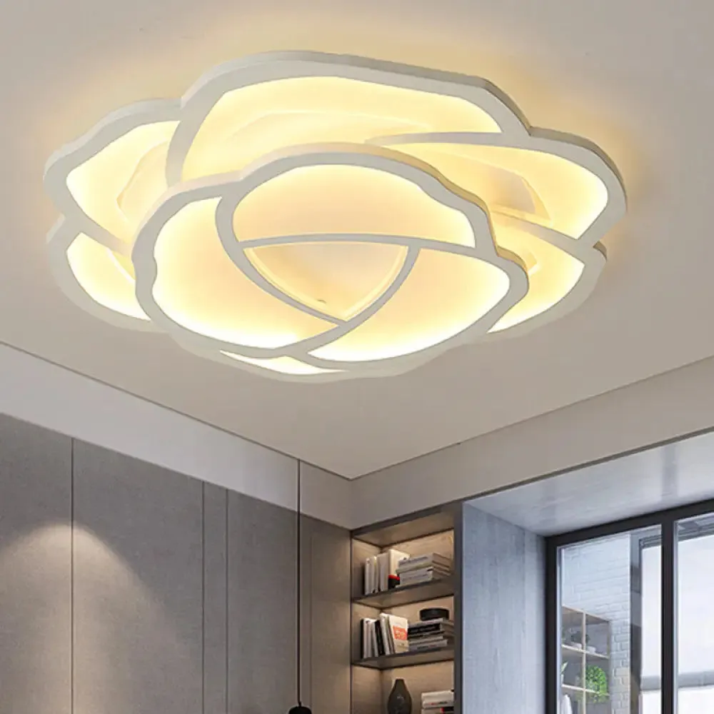 16.5"/20.5" Acrylic Flush Mount LED Flower Ceiling Lamp - Modern Style, White/Warm Light