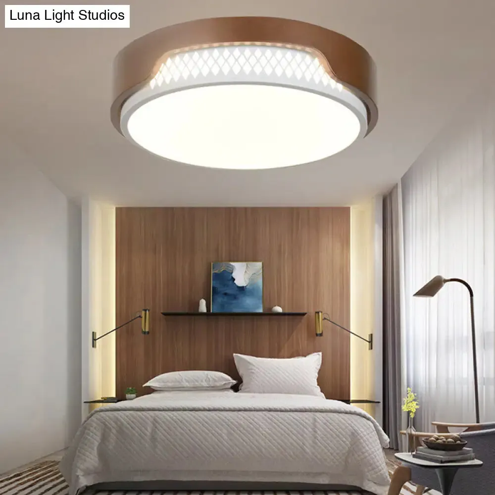 16.5"/20.5" Dia Brown Round Flush Ceiling Light with Simplicity Acrylic LED, Warm/White Light Fixture