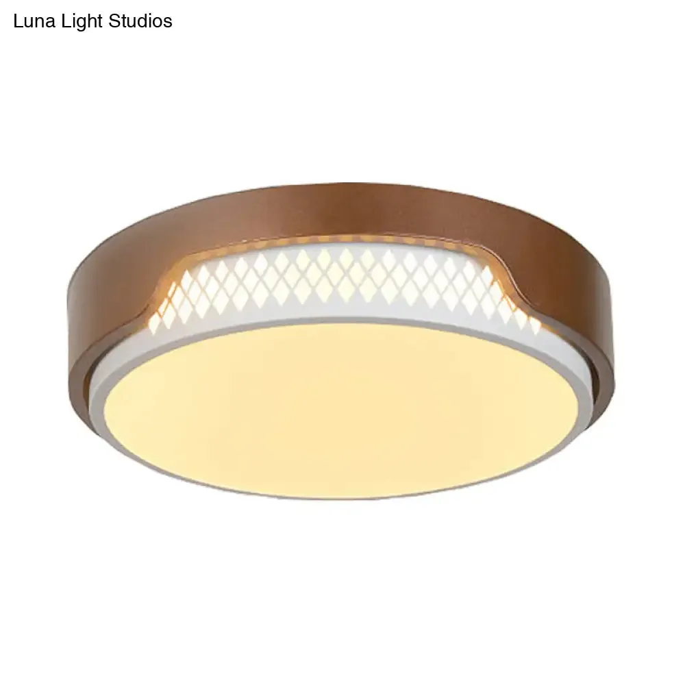 16.5"/20.5" Dia Brown Round Flush Ceiling Light with Simplicity Acrylic LED, Warm/White Light Fixture