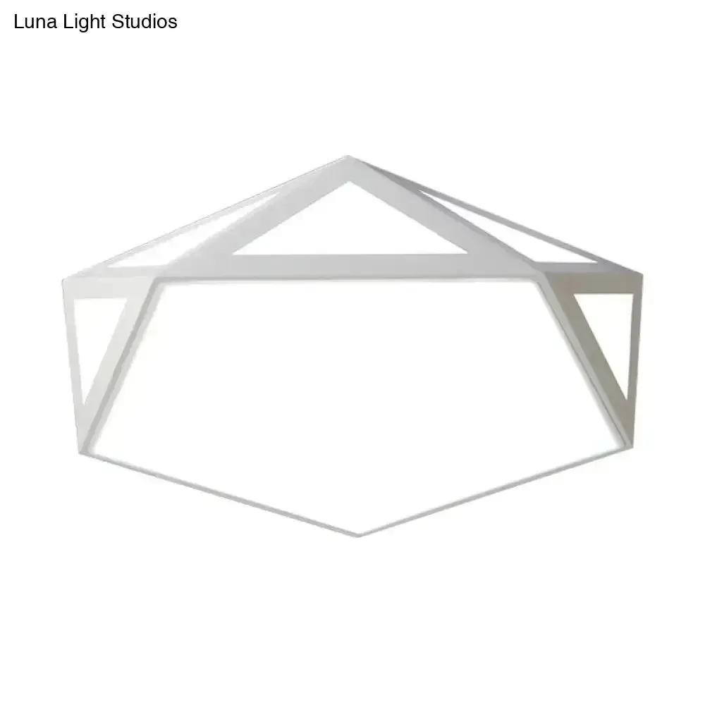 16.5"/20.5" Modern Black/White LED Flush Ceiling Light - Foyer Flush-Mount Fixture with Pentagon Acrylic Shade