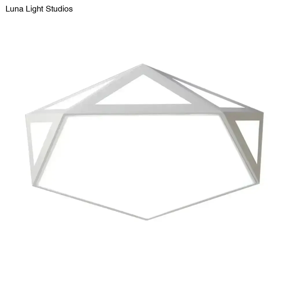 16.5"/20.5" Modern Black/White LED Flush Ceiling Light - Foyer Flush-Mount Fixture with Pentagon Acrylic Shade