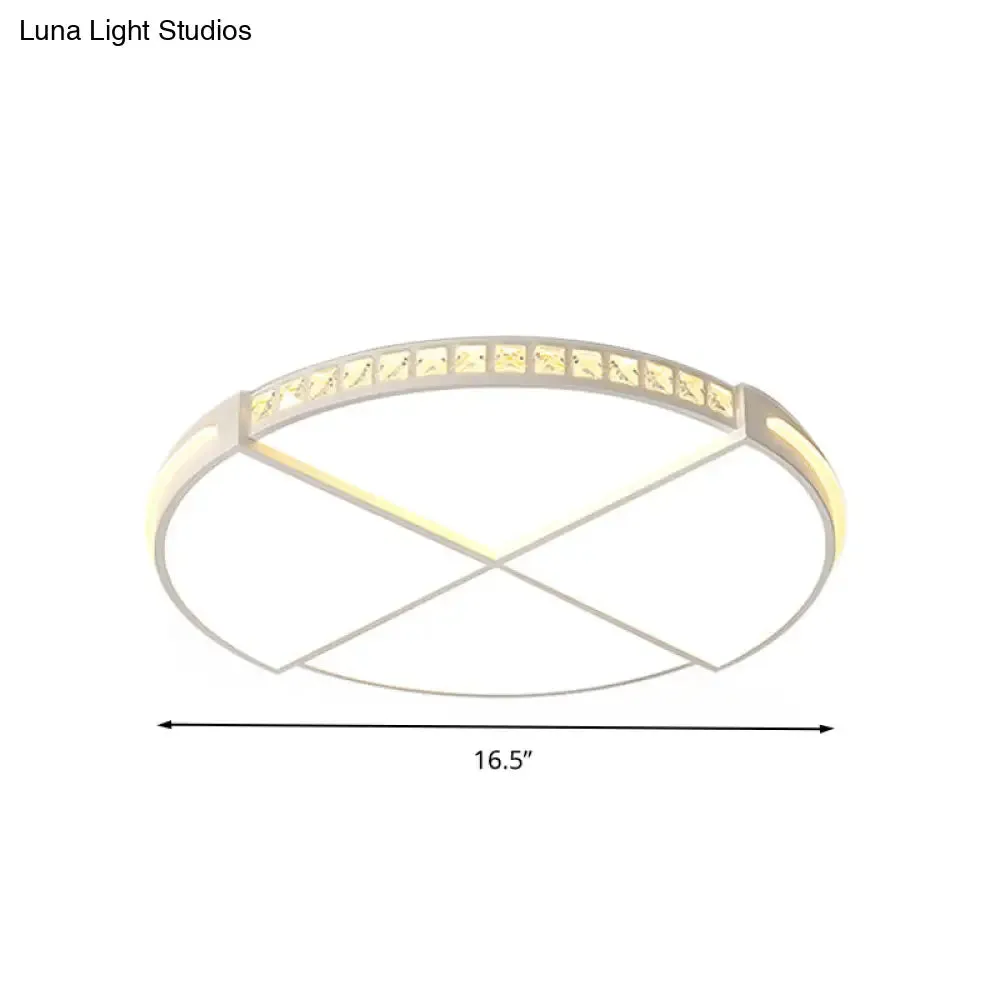 16.5"/20.5" Simple Round LED Flush Mount Lamp - White Ceiling Light Fixture for Bedroom - Warm/White Light