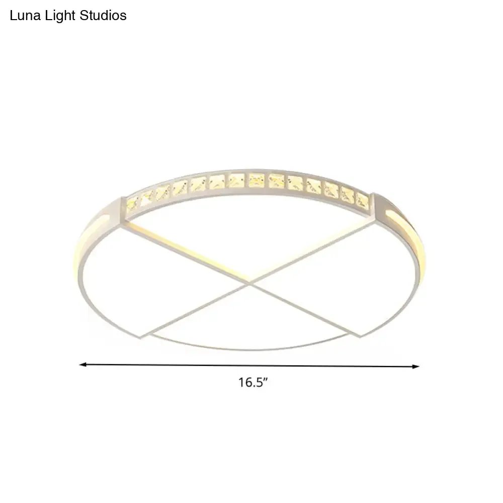 16.5"/20.5" Simple Round LED Flush Mount Lamp - White Ceiling Light Fixture for Bedroom - Warm/White Light