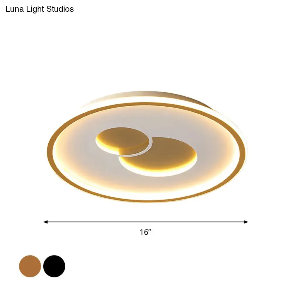16"/19.5" Black/Gold LED Flushmount Ceiling Light with Simplicity Acrylic Design