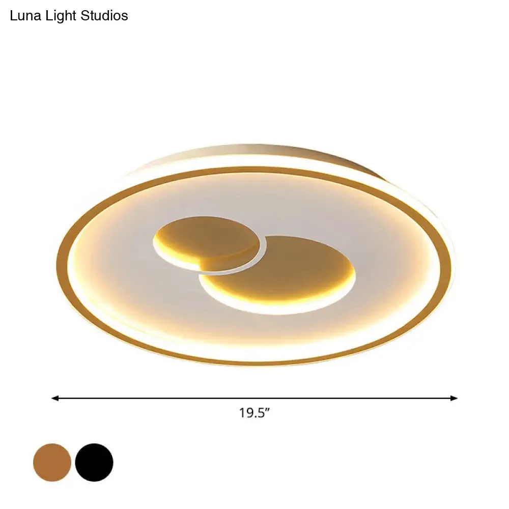 16"/19.5" Black/Gold LED Flushmount Ceiling Light with Simplicity Acrylic Design
