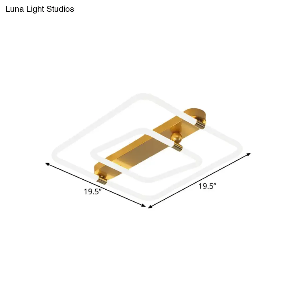 16"/19.5" Contemporary Metal LED Gold Flush Mount Ceiling Light in Warm/White Light