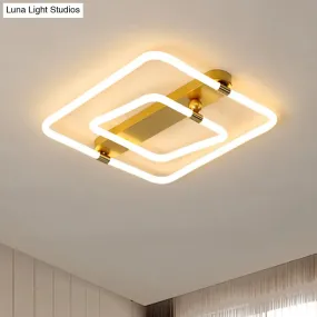 16"/19.5" Contemporary Metal LED Gold Flush Mount Ceiling Light in Warm/White Light