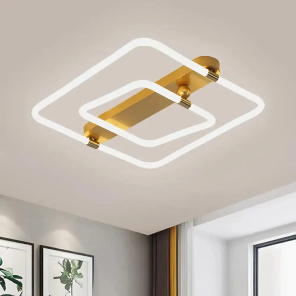16"/19.5" Contemporary Metal LED Gold Flush Mount Ceiling Light in Warm/White Light