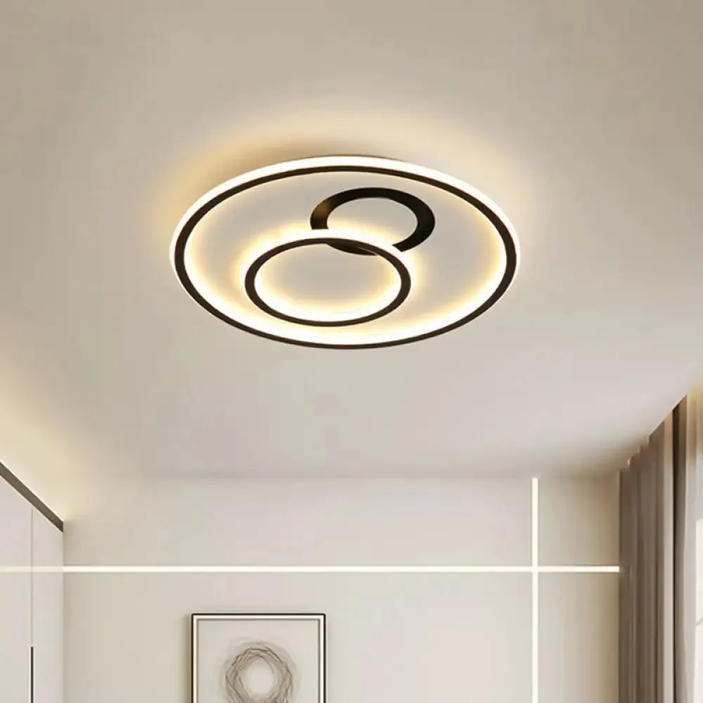 16"/19.5" Dia LED Flush Mount Light Fixture - Extra Thin & Minimalist - Black