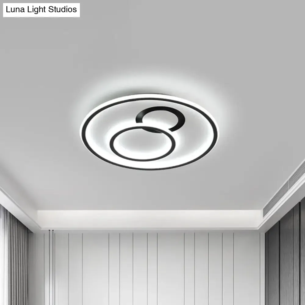 16"/19.5" Dia LED Flush Mount Light Fixture - Extra Thin & Minimalist - Black