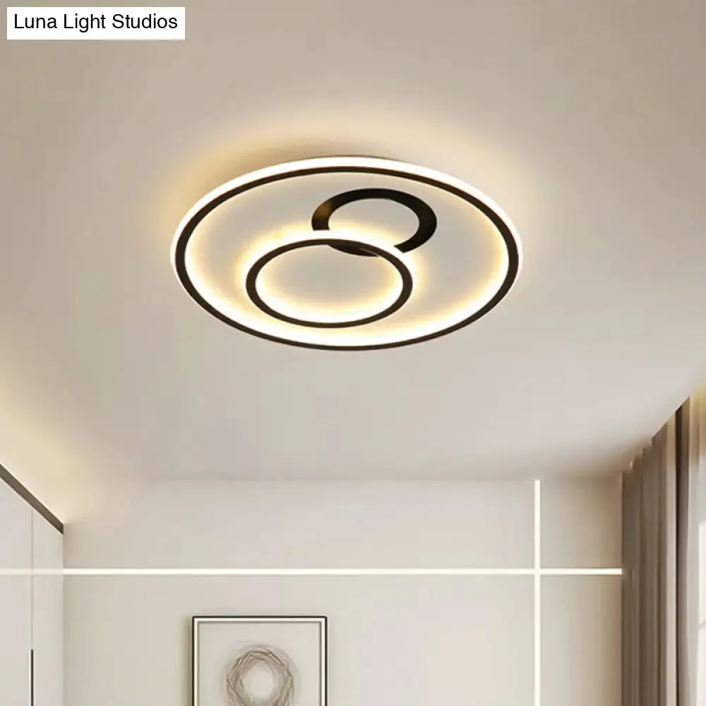 16"/19.5" Dia LED Flush Mount Light Fixture - Extra Thin & Minimalist - Black