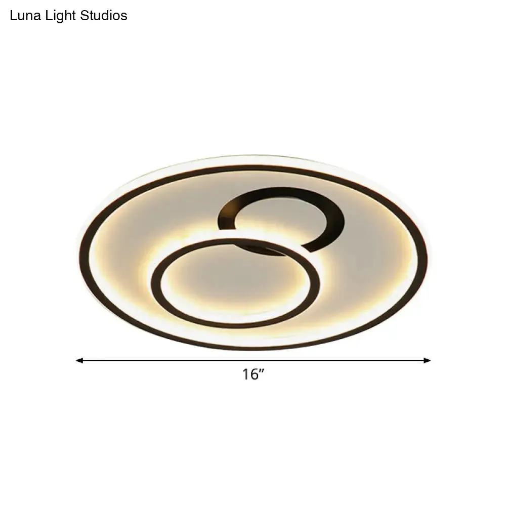 16"/19.5" Dia LED Flush Mount Light Fixture - Extra Thin & Minimalist - Black