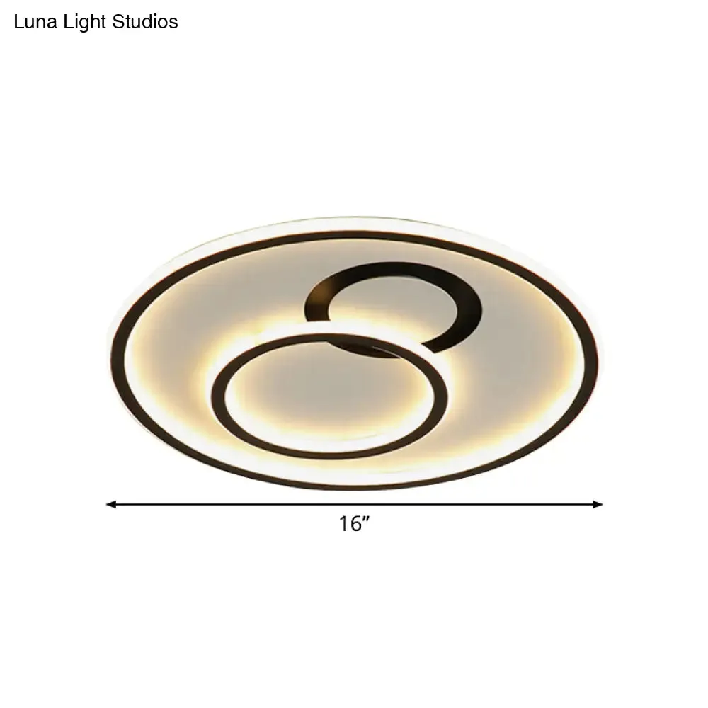 16"/19.5" Dia LED Flush Mount Light Fixture - Extra Thin & Minimalist - Black