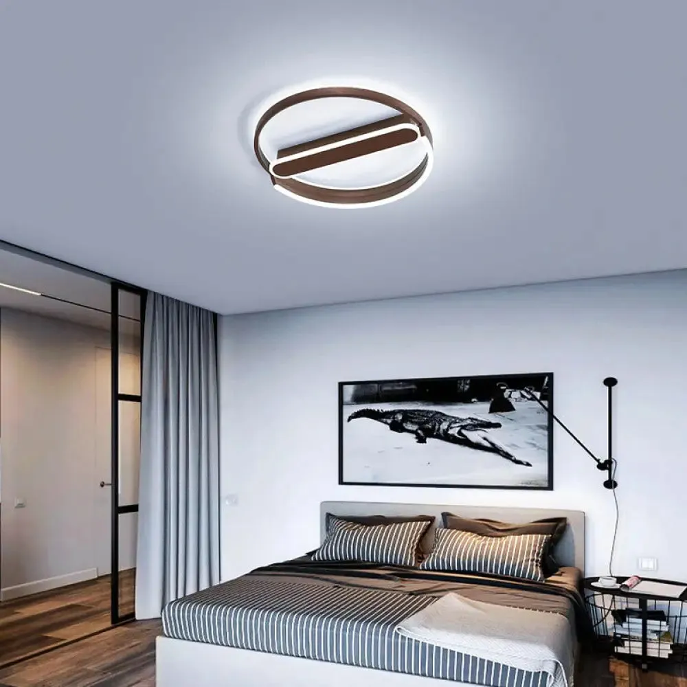 16"/19.5" Flush Mount Coffee Halo Ring LED Ceiling Light in Warm/White with Stepless Dimming & Remote Control