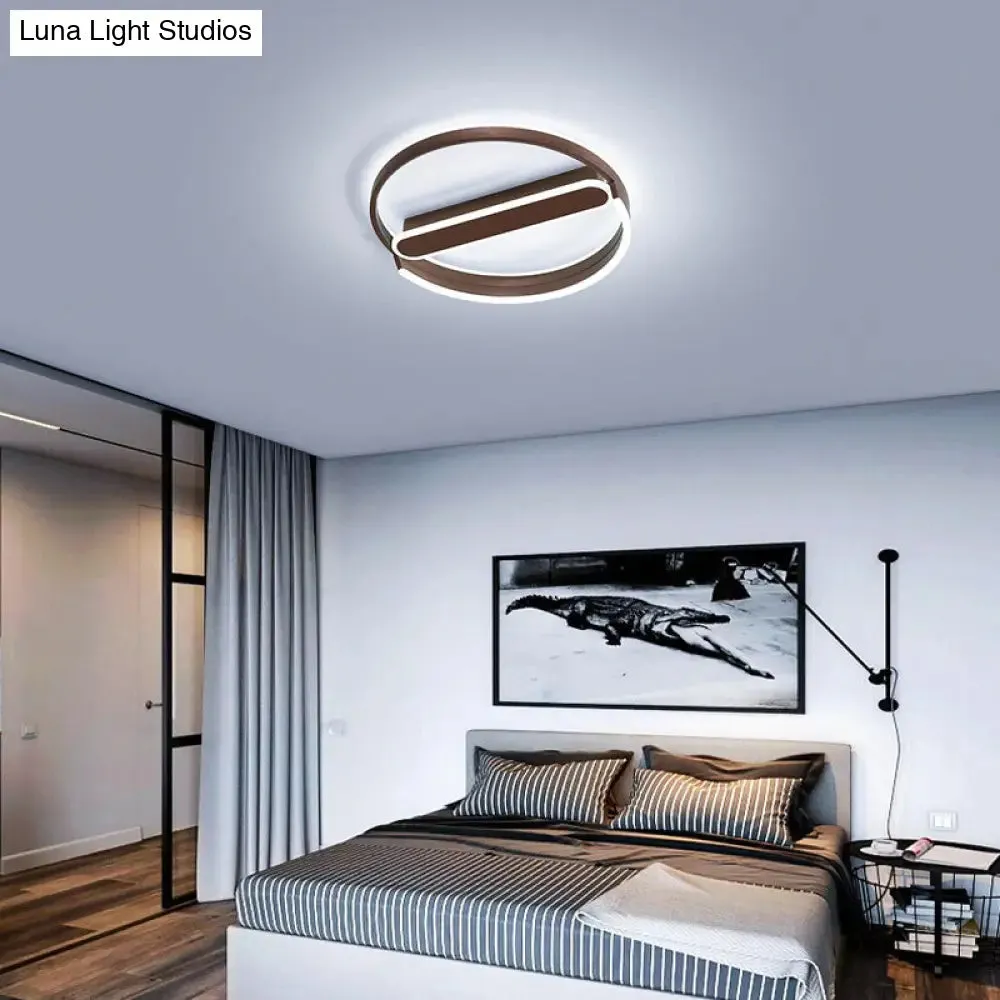 16"/19.5" Flush Mount Coffee Halo Ring LED Ceiling Light in Warm/White with Stepless Dimming & Remote Control