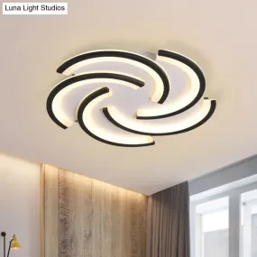 16"/19.5" Modern LED Acrylic Spiral Flush Light Black Ceiling Mount for Bedroom - Warm/White Light
