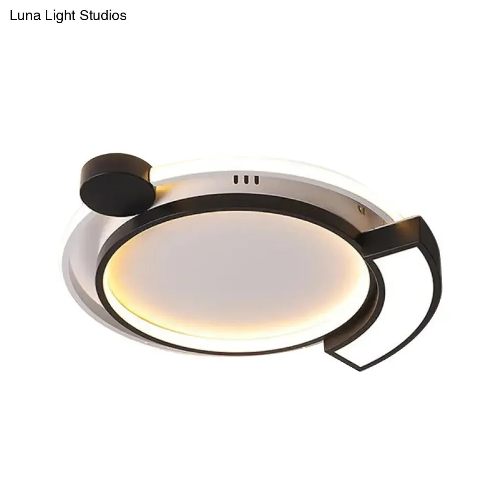 16"/19.5" Modern Orbit Acrylic LED Flush Ceiling Light, Black/Gold Finish, White Light