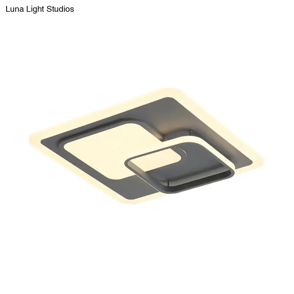 16"/19.5" Square Ceiling Mount Light: Contemporary Acrylic Gray LED Flush Mount, Warm/White Light