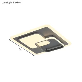 16"/19.5" Square Ceiling Mount Light: Contemporary Acrylic Gray LED Flush Mount, Warm/White Light