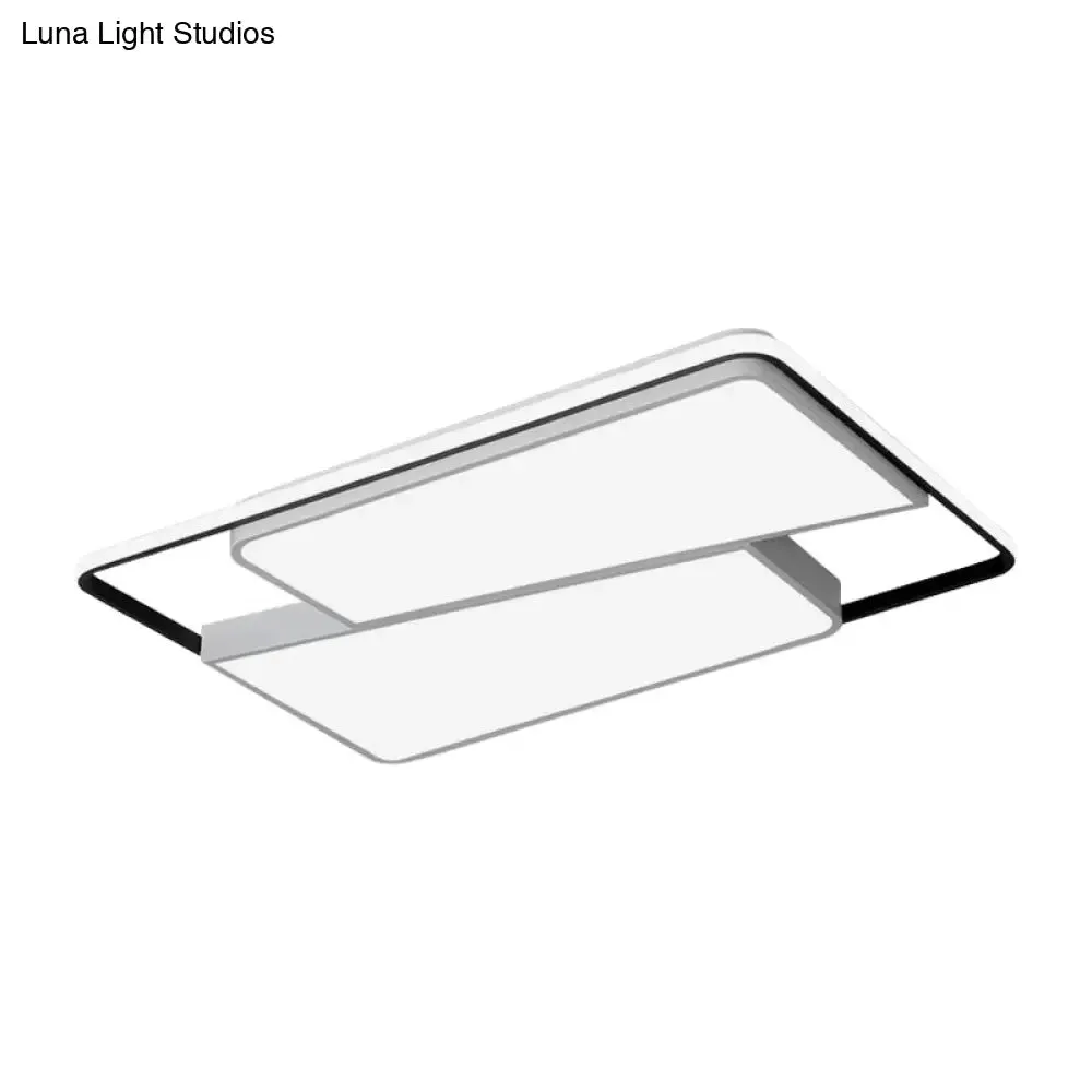 16"/19.5"/35.5" Rectangular/Square Flush Mount LED Ceiling Light - Modern White Fixture for Bedroom with Acrylic Shade