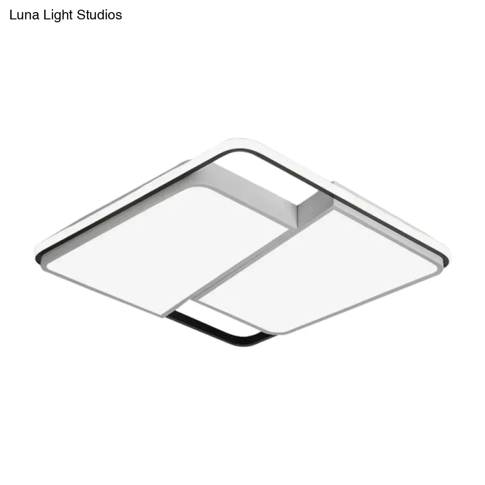 16"/19.5"/35.5" Rectangular/Square Flush Mount LED Ceiling Light - Modern White Fixture for Bedroom with Acrylic Shade