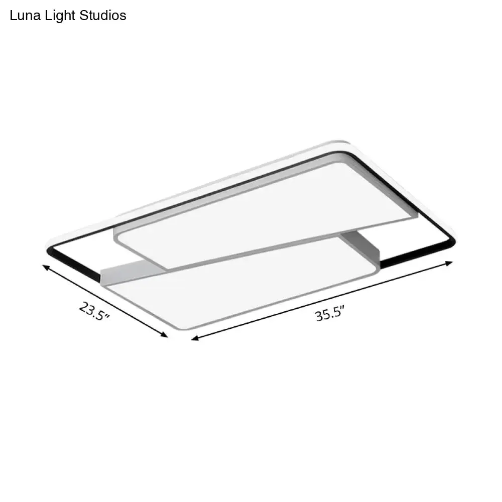 16"/19.5"/35.5" Rectangular/Square Flush Mount LED Ceiling Light - Modern White Fixture for Bedroom with Acrylic Shade