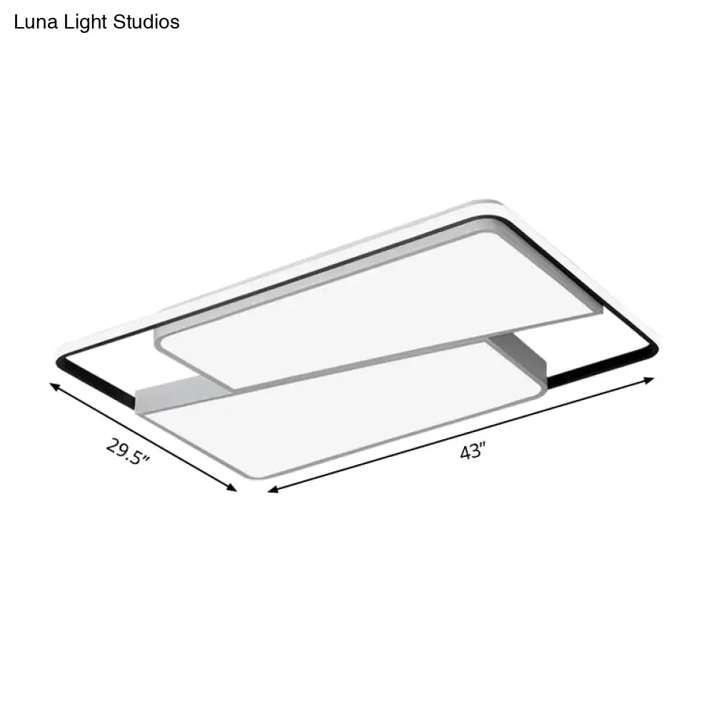 16"/19.5"/35.5" Rectangular/Square Flush Mount LED Ceiling Light - Modern White Fixture for Bedroom with Acrylic Shade