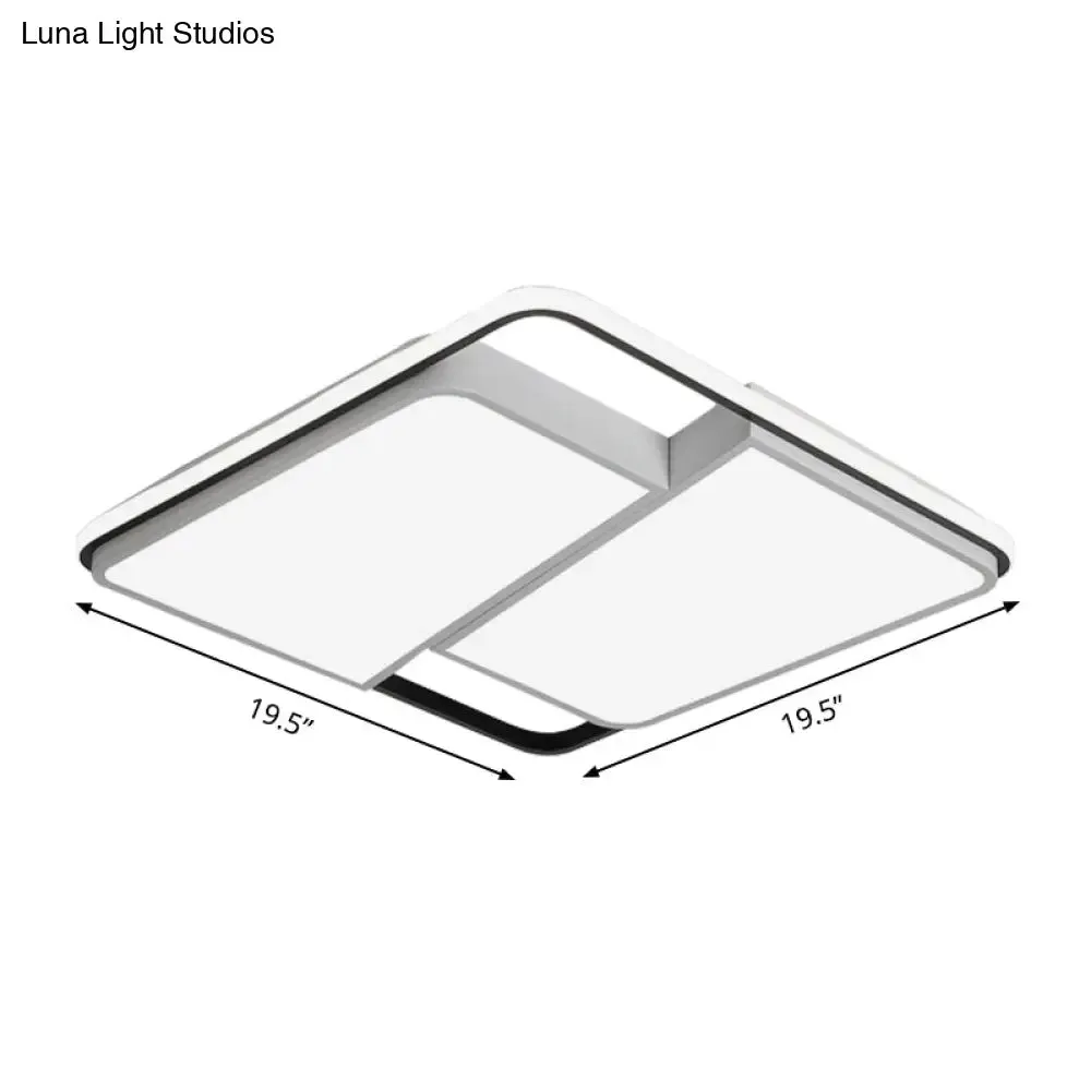 16"/19.5"/35.5" Rectangular/Square Flush Mount LED Ceiling Light - Modern White Fixture for Bedroom with Acrylic Shade