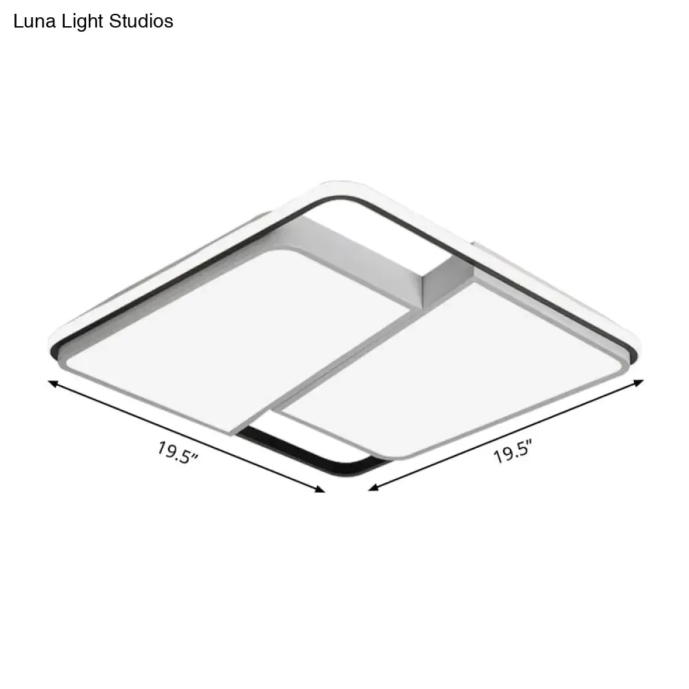16"/19.5"/35.5" Rectangular/Square Flush Mount LED Ceiling Light - Modern White Fixture for Bedroom with Acrylic Shade
