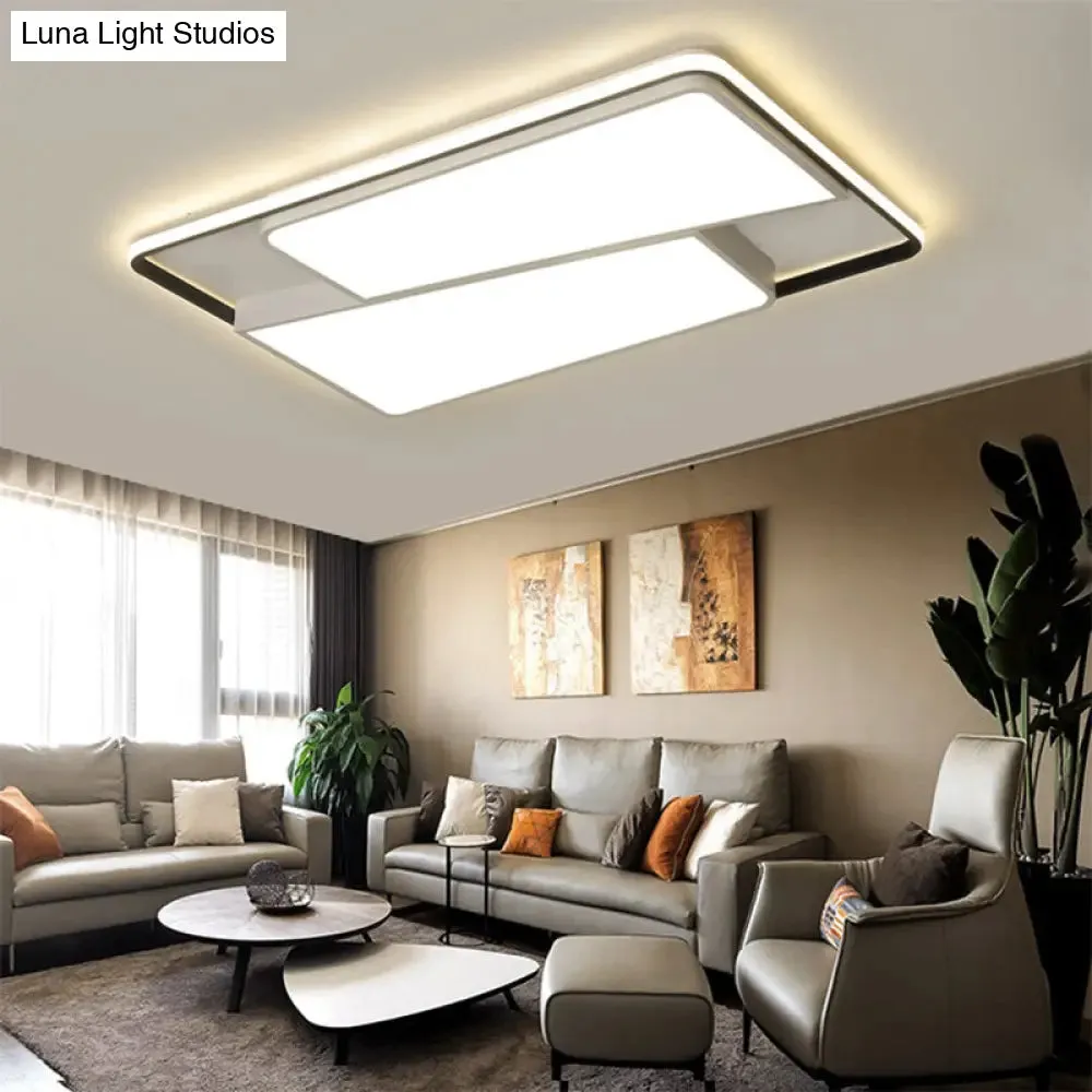 16"/19.5"/35.5" Rectangular/Square Flush Mount LED Ceiling Light - Modern White Fixture for Bedroom with Acrylic Shade