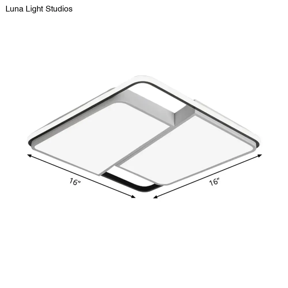 16"/19.5"/35.5" Rectangular/Square Flush Mount LED Ceiling Light - Modern White Fixture for Bedroom with Acrylic Shade