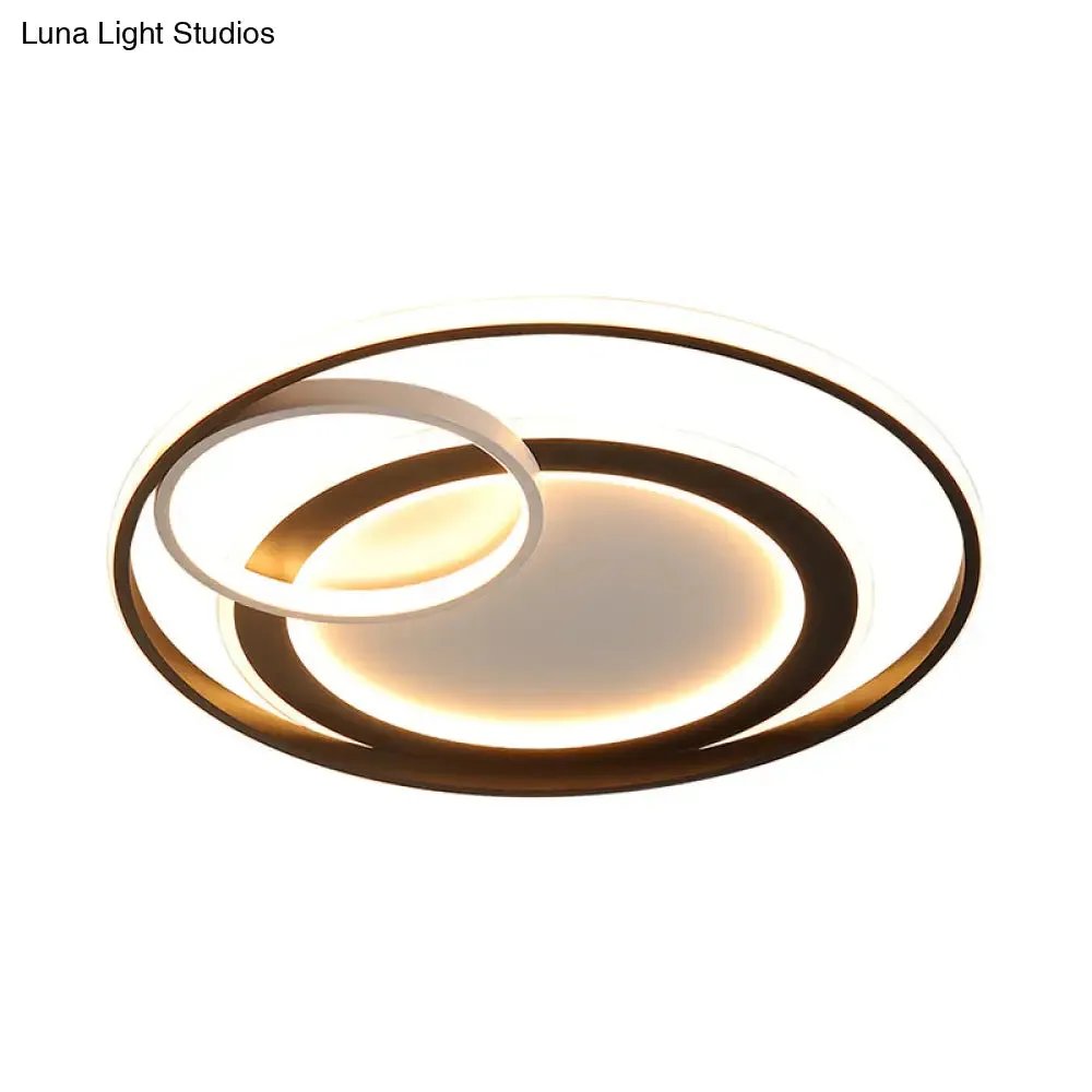 18"/21.5" Contemporary Acrylic Wide Ring Ceiling Light in Black/Gold - LED Flush Mount Lamp with Remote Control Dimming