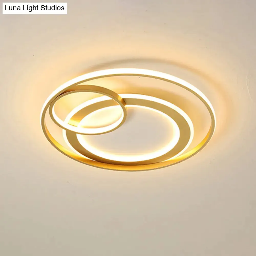 18"/21.5" Contemporary Acrylic Wide Ring Ceiling Light in Black/Gold - LED Flush Mount Lamp with Remote Control Dimming