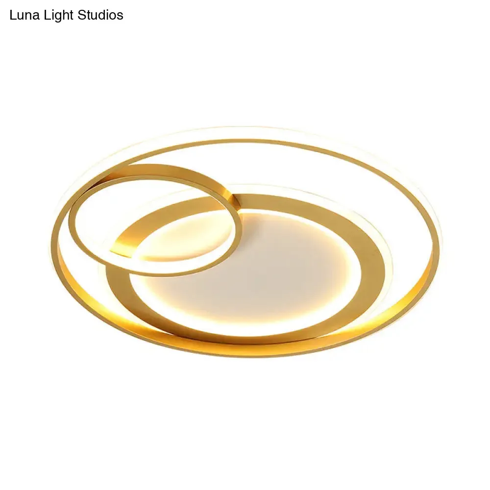 18"/21.5" Contemporary Acrylic Wide Ring Ceiling Light in Black/Gold - LED Flush Mount Lamp with Remote Control Dimming