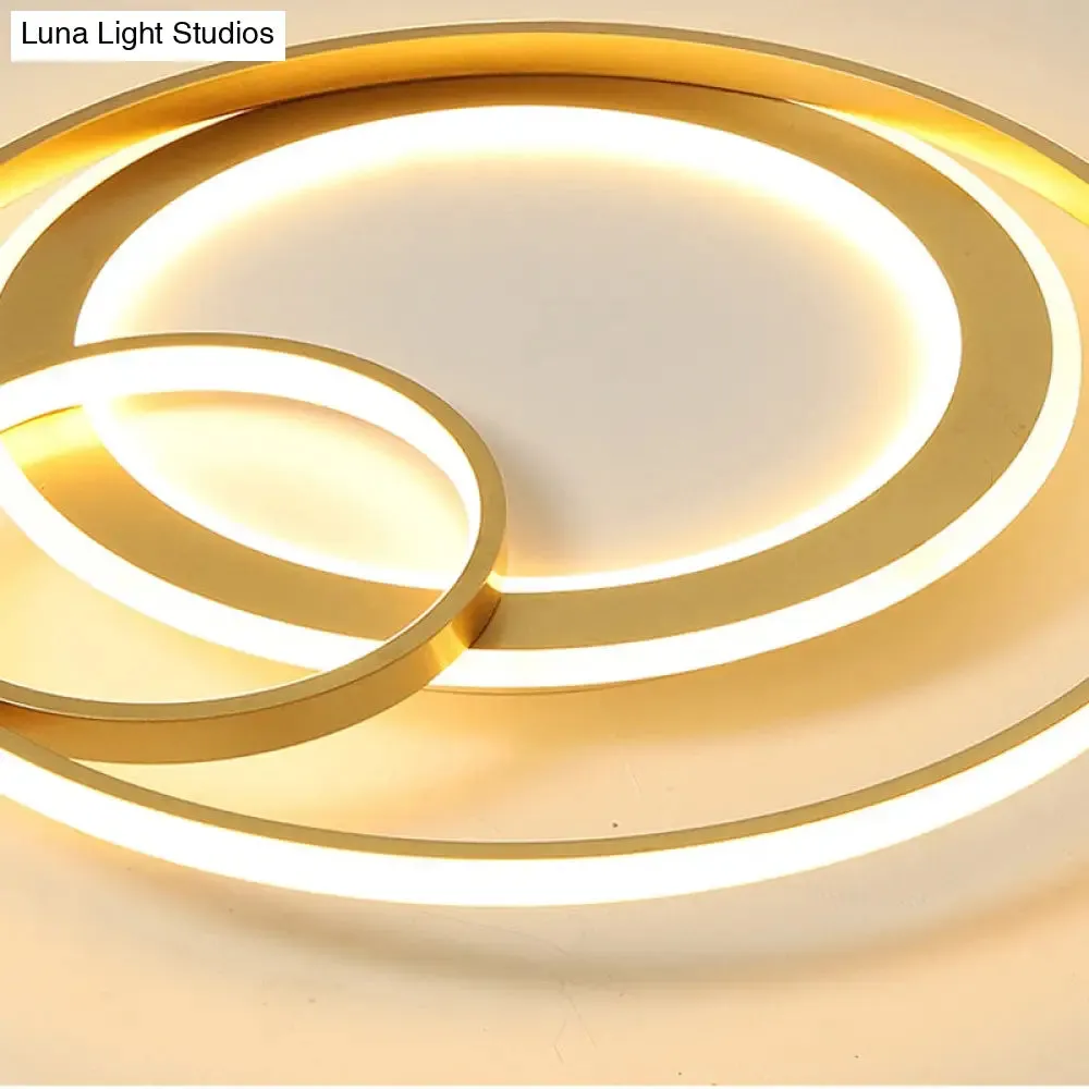 18"/21.5" Contemporary Acrylic Wide Ring Ceiling Light in Black/Gold - LED Flush Mount Lamp with Remote Control Dimming