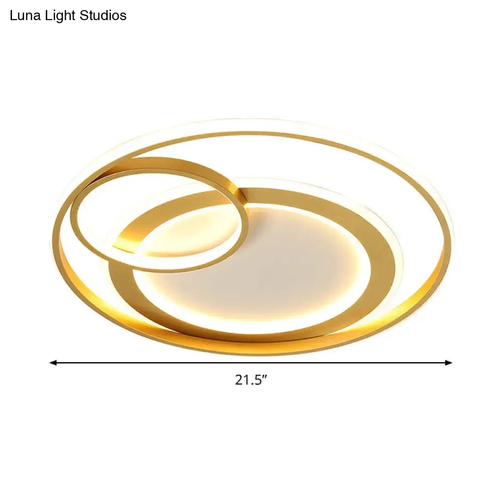 18"/21.5" Contemporary Acrylic Wide Ring Ceiling Light in Black/Gold - LED Flush Mount Lamp with Remote Control Dimming