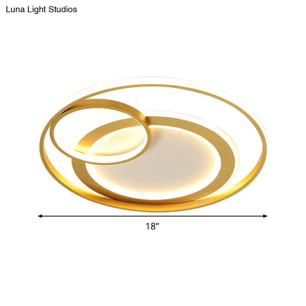 18"/21.5" Contemporary Acrylic Wide Ring Ceiling Light in Black/Gold - LED Flush Mount Lamp with Remote Control Dimming