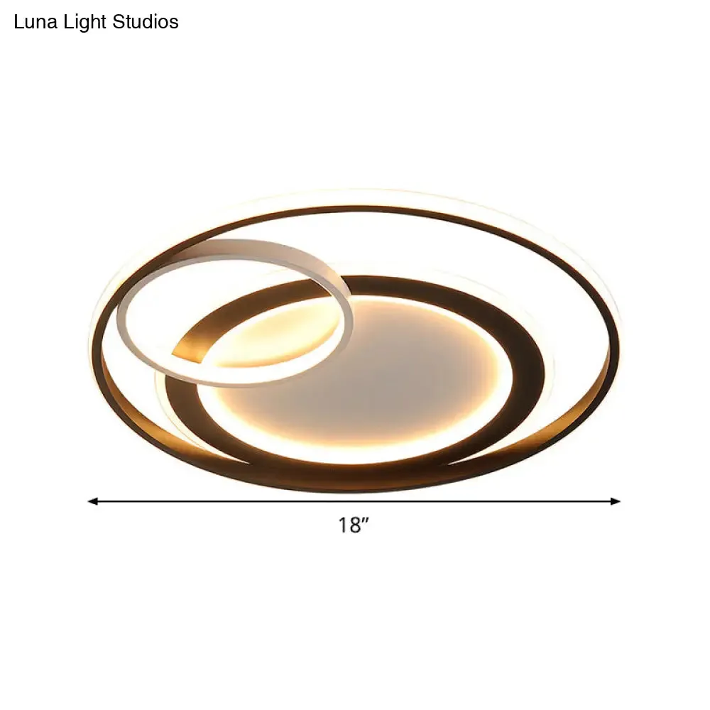 18"/21.5" Contemporary Acrylic Wide Ring Ceiling Light in Black/Gold - LED Flush Mount Lamp with Remote Control Dimming