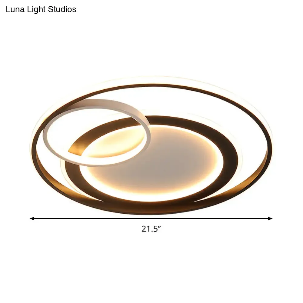 18"/21.5" Contemporary Acrylic Wide Ring Ceiling Light in Black/Gold - LED Flush Mount Lamp with Remote Control Dimming