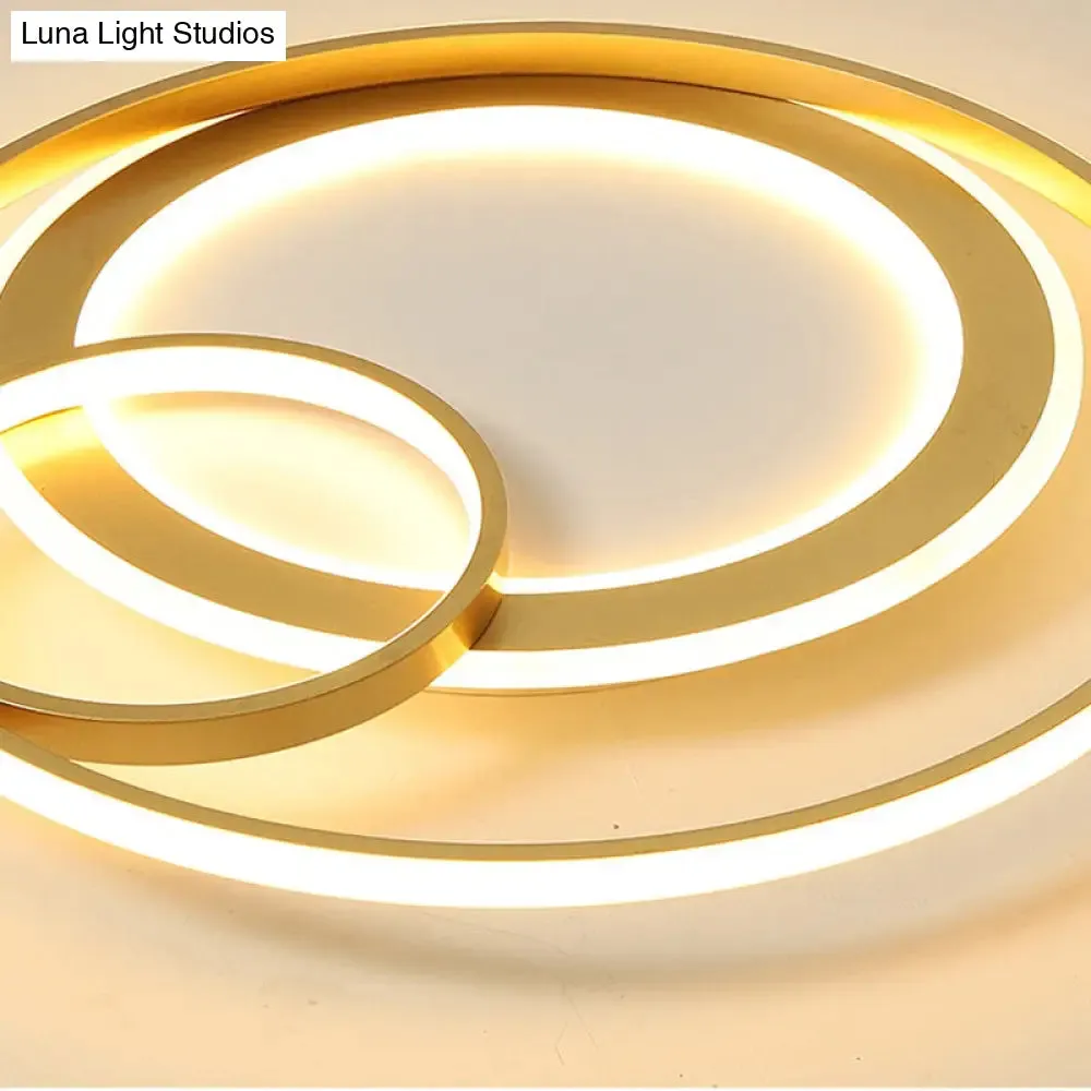 18"/21.5" Contemporary Acrylic Wide Ring Ceiling Light in Black/Gold - LED Flush Mount Lamp with Remote Control Dimming