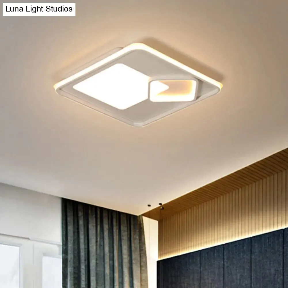 18"/21.5" Square LED Flush Mount Light - Contemporary Acrylic Ceiling Lamp, Warm/White Light, Remote Control, Dimmable