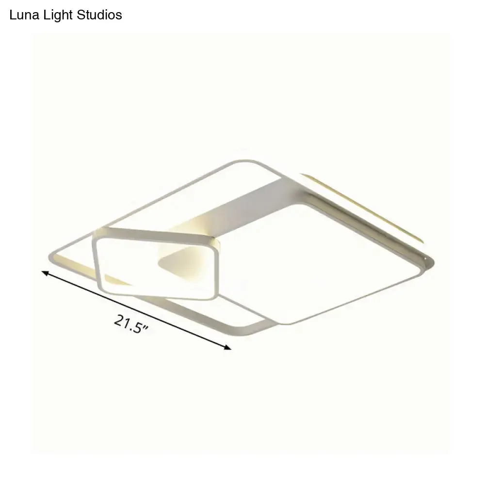 18"/21.5" Square LED Flush Mount Light - Contemporary Acrylic Ceiling Lamp, Warm/White Light, Remote Control, Dimmable