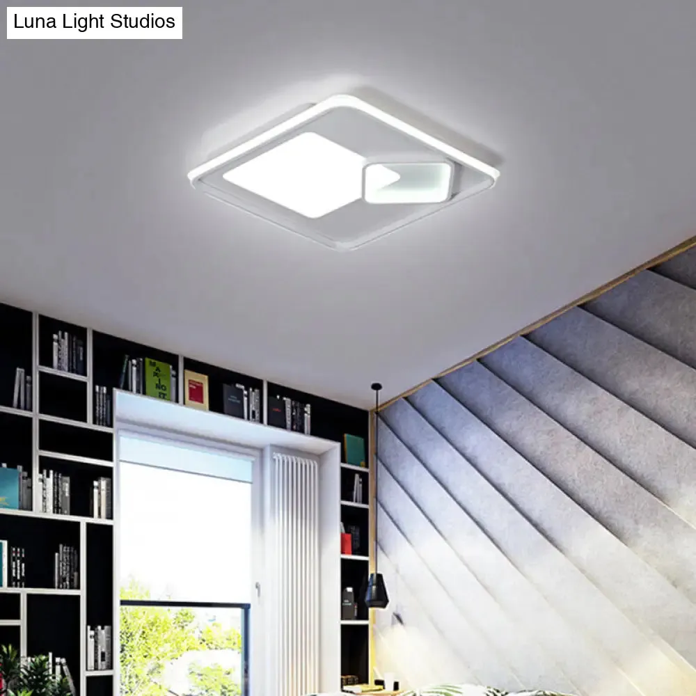 18"/21.5" Square LED Flush Mount Light - Contemporary Acrylic Ceiling Lamp, Warm/White Light, Remote Control, Dimmable
