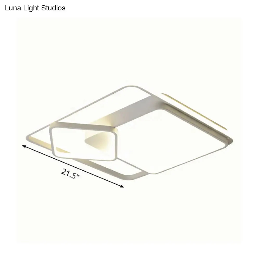 18"/21.5" Square LED Flush Mount Light - Contemporary Acrylic Ceiling Lamp, Warm/White Light, Remote Control, Dimmable