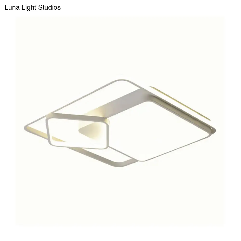 18"/21.5" Square LED Flush Mount Light - Contemporary Acrylic Ceiling Lamp, Warm/White Light, Remote Control, Dimmable